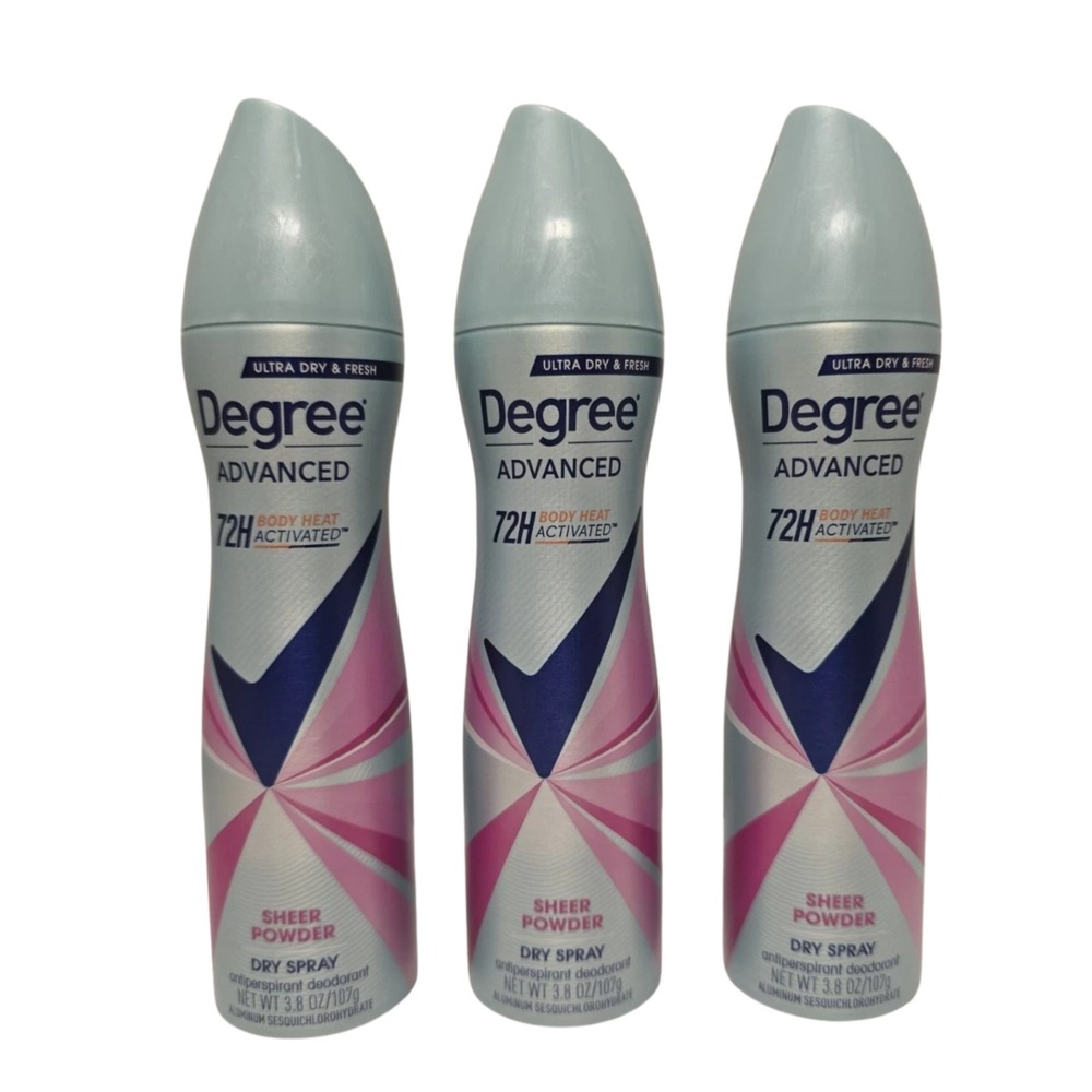 Degree Advanced Antiperspirant Deodorant Spray 3.8 oz Sheer Powder Lot of 3